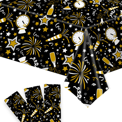 KatchOn Happy New Year tablecloth 54x108 spread for elegant NYE décor and surface protection.