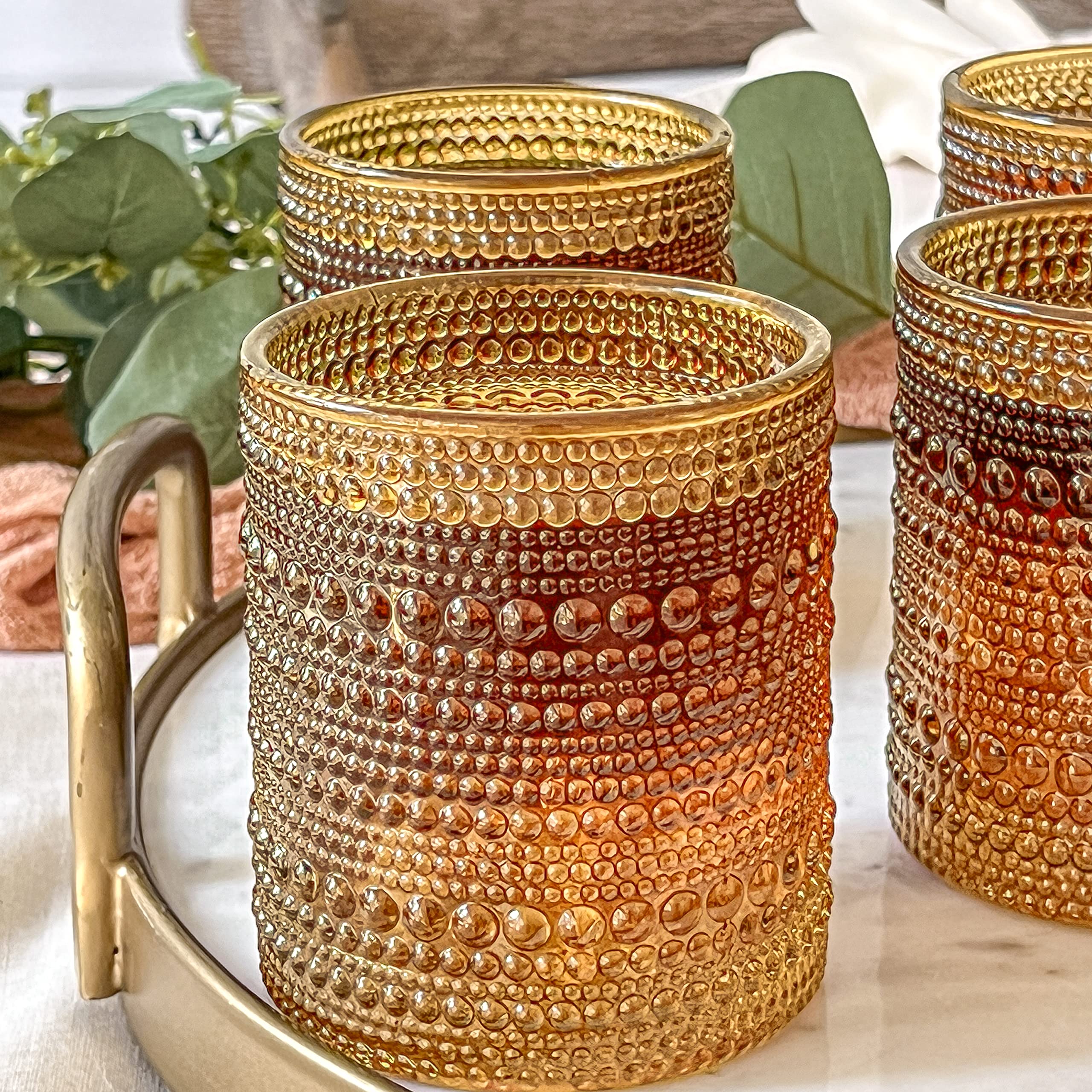 Lead-free amber glass by Kate Aspen for everyday entertaining.