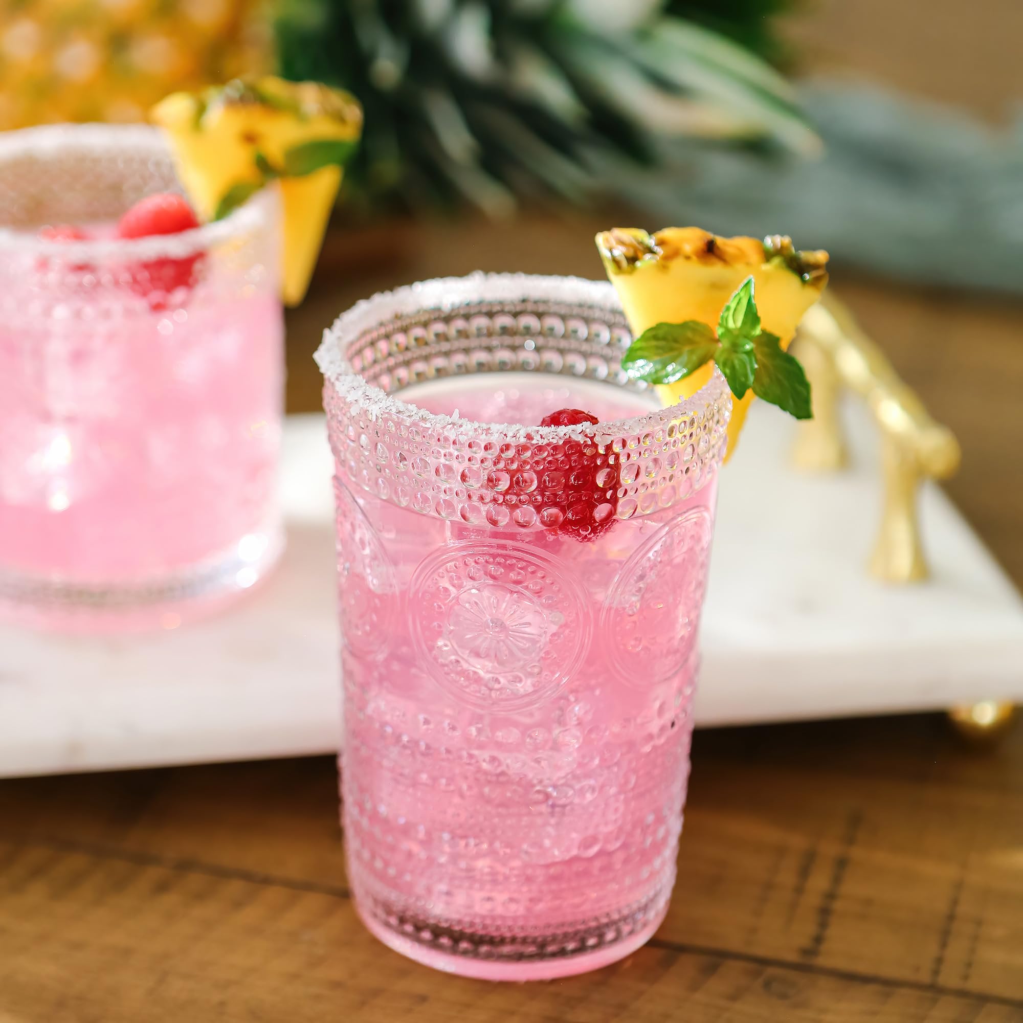 Kate Aspen clear glass with textured ribs for elegant everyday use.
