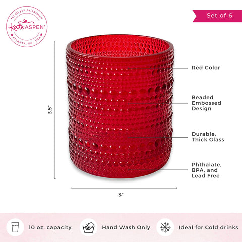 Kate Aspen hand wash only glasses preserve texture and color.