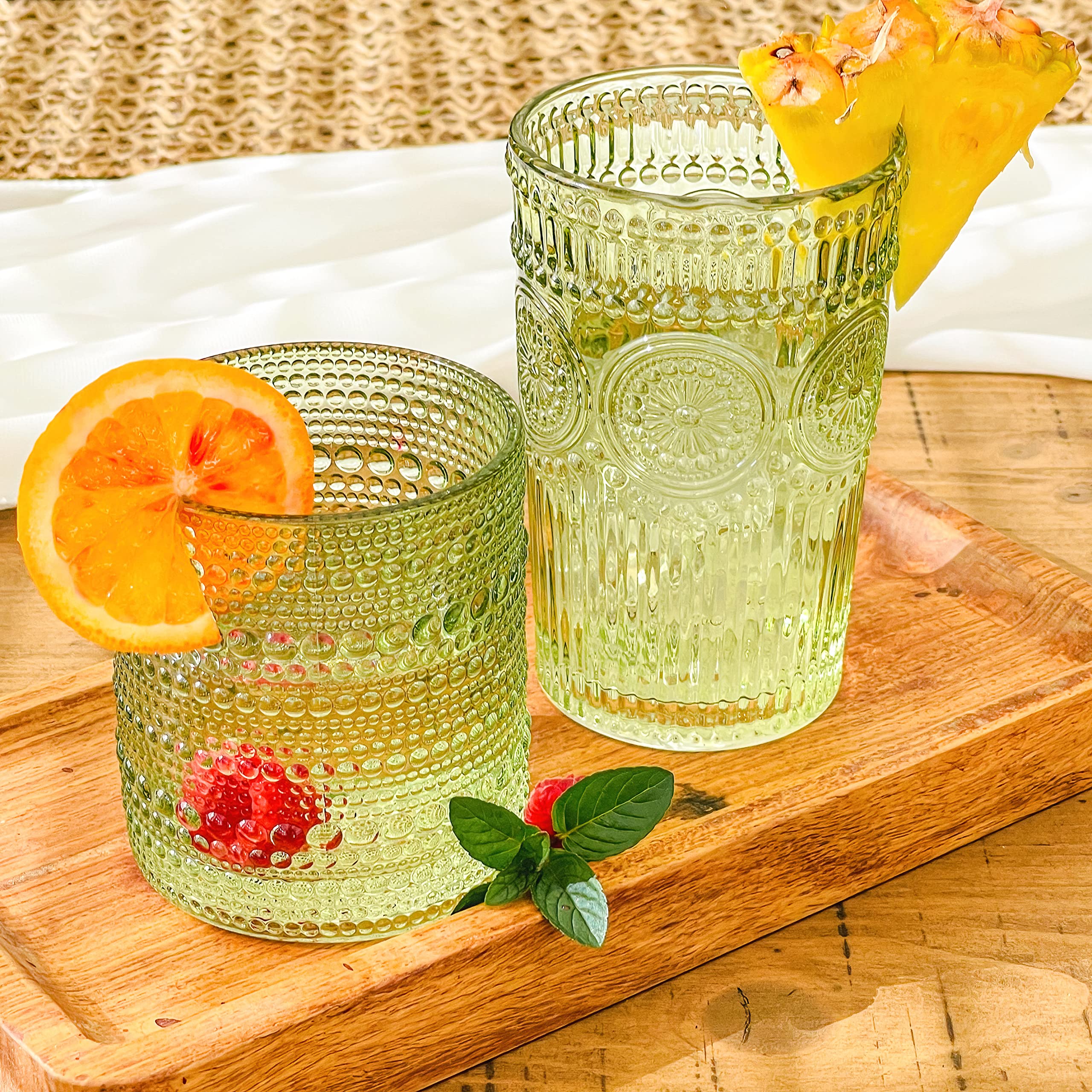 Hostess gift ready: Kate Aspen Sage Green Hobnail Beaded Glasses