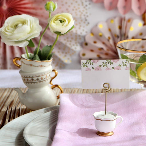 Included pink floral place cards with Kate Aspen Tea Time Whimsy