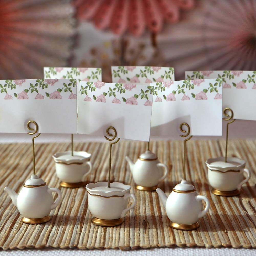 Kate Aspen Tea Time Whimsy card holders with gold spiral stems