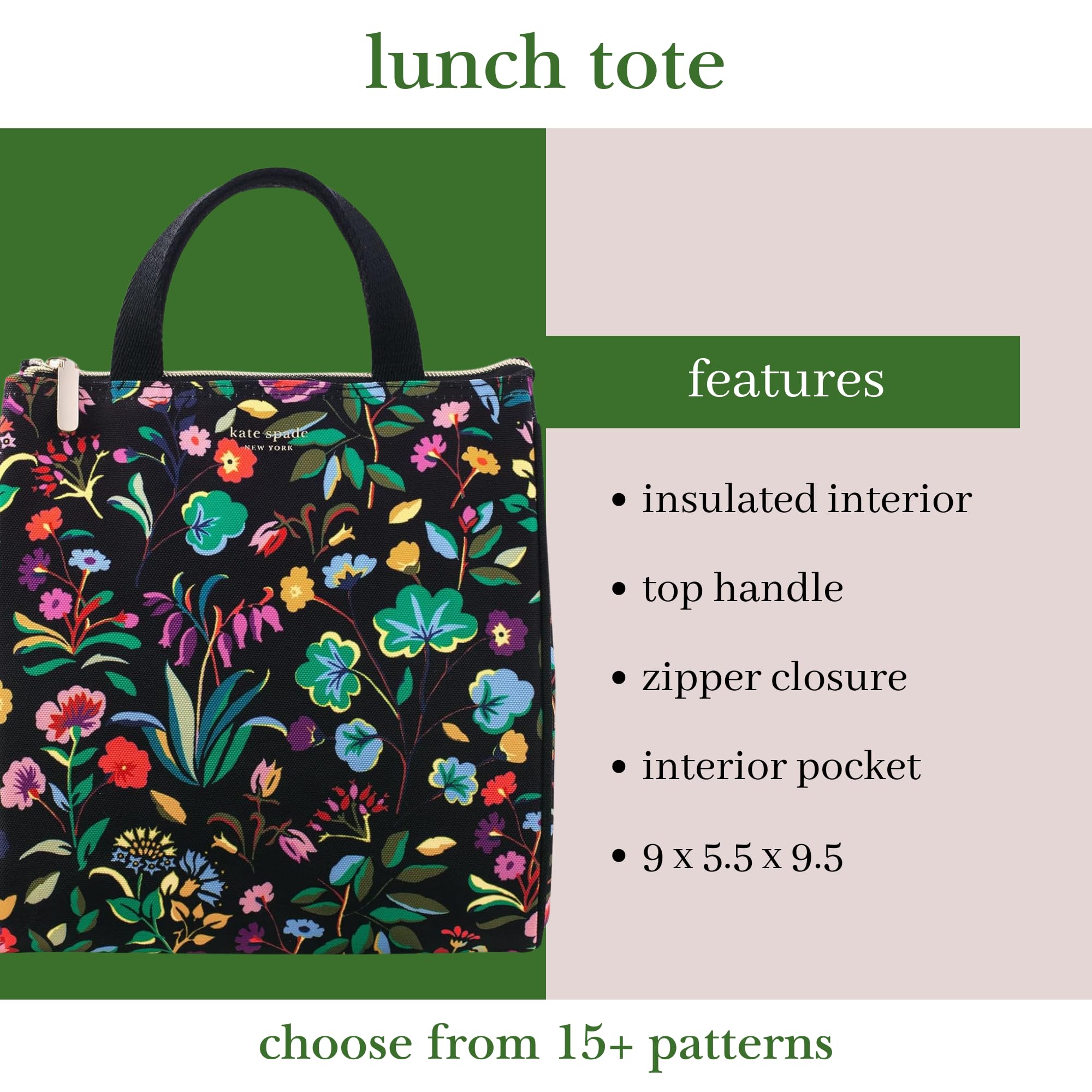 Kate Spade lunch tote with top handles for easy one handed carry