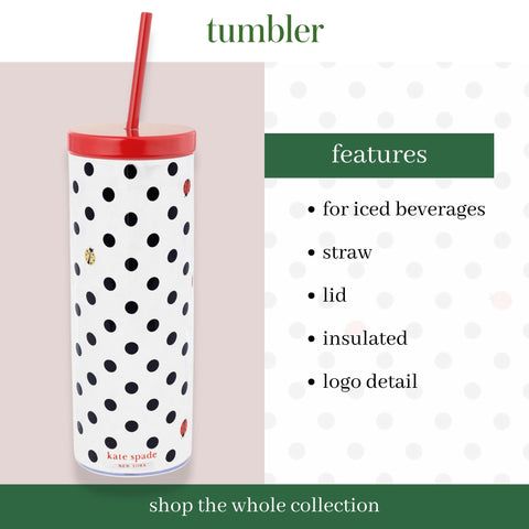 kate spade new york 24 oz tumbler with lid, for long-lasting cold drinks