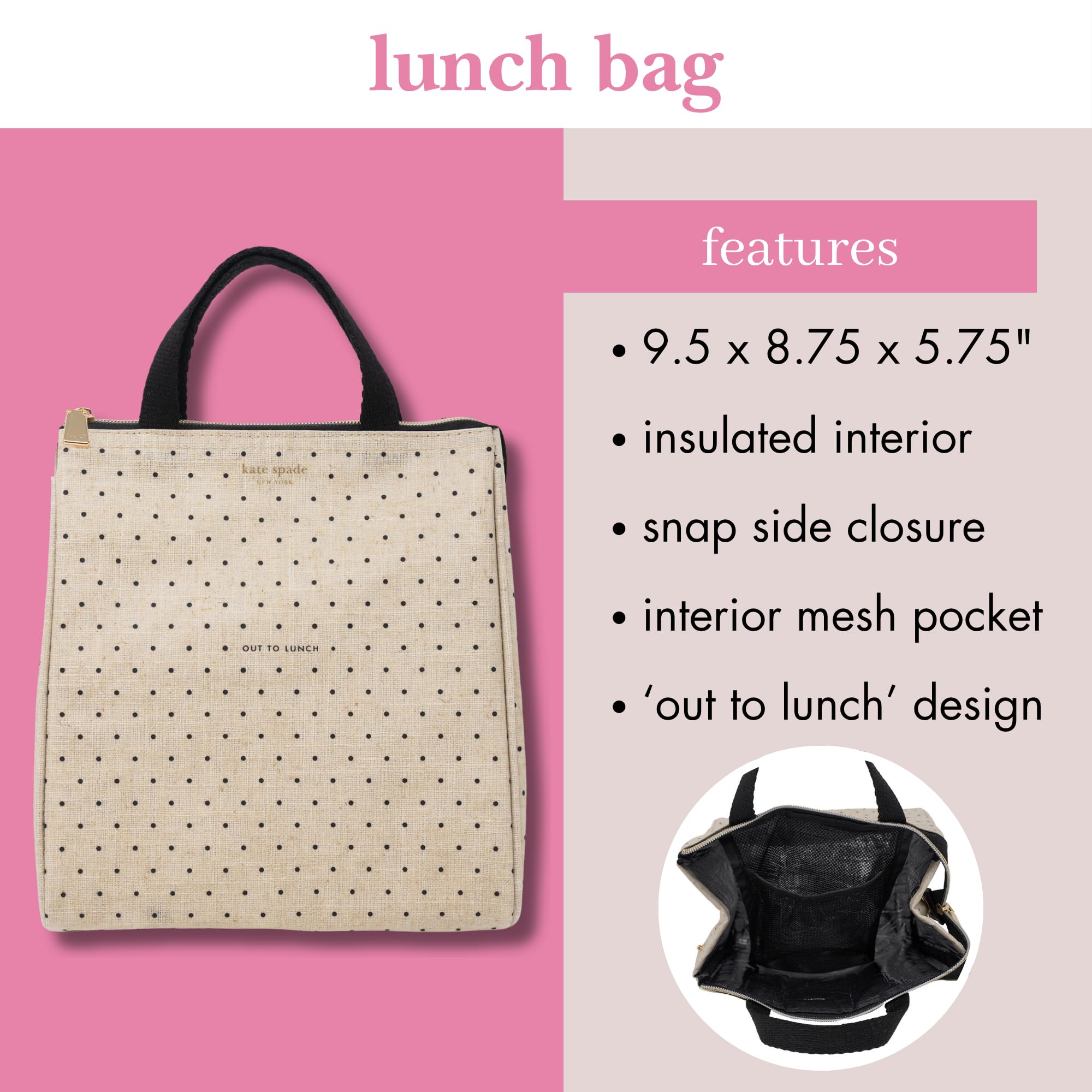 kate spade new york cute lunch bag soft handles offer comfortable carrying all day.