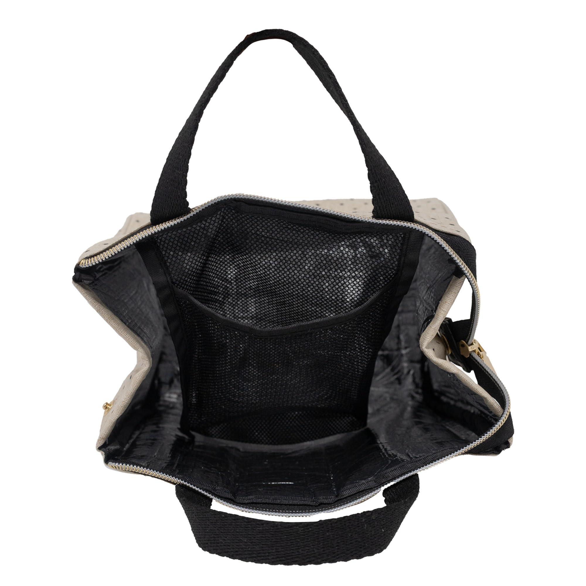 kate spade new york cute lunch bag structured base helps it stand upright on desks.