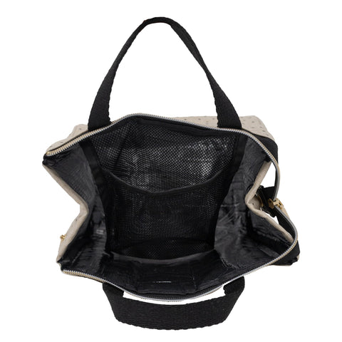 kate spade new york cute lunch bag structured base helps it stand upright on desks.