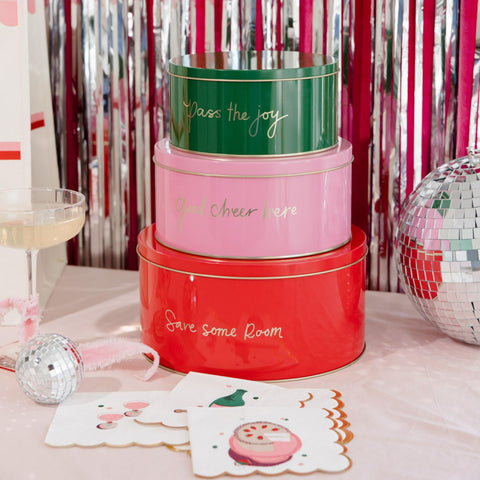 Kate Spade New York decorative tin, medium pink, great for sharing holiday treats.
