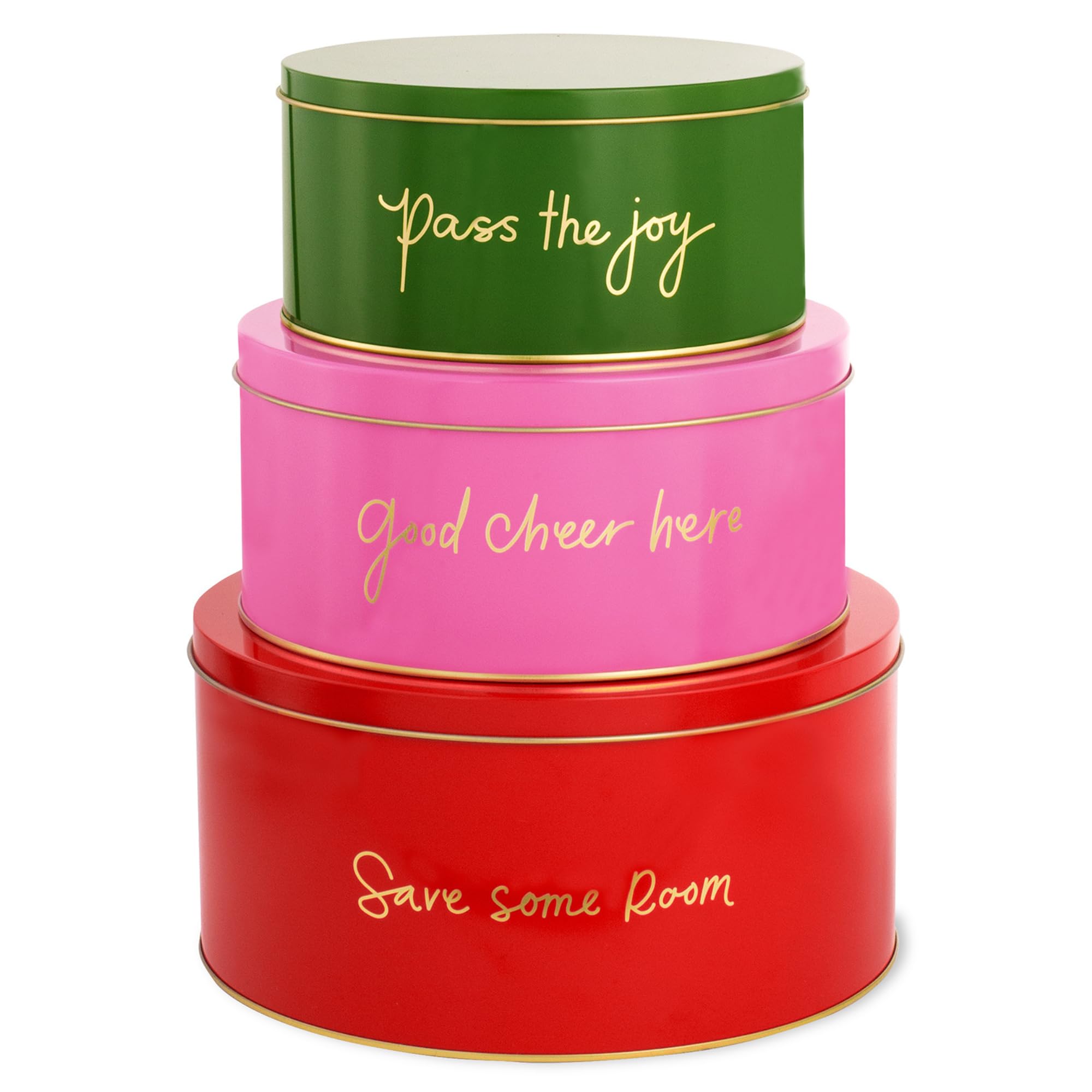 Kate Spade New York decorative tin, small green, ideal for storing cookies and festive snacks.