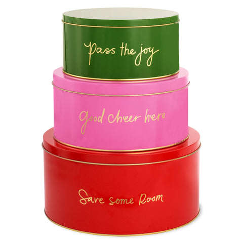 Kate Spade New York decorative tin, small green, ideal for storing cookies and festive snacks.