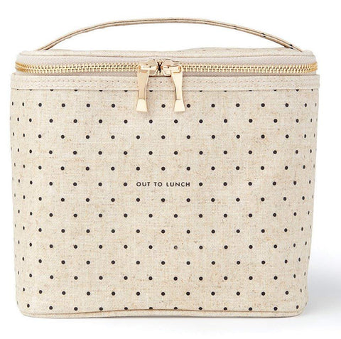 Kate Spade New York insulated lunch tote with Deco Dots, ideal for portable lunches.