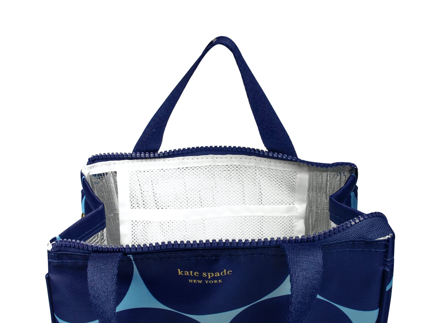 Kate Spade New York Joy Dot lunch bag interior insulation highlights temperature control for snacks.