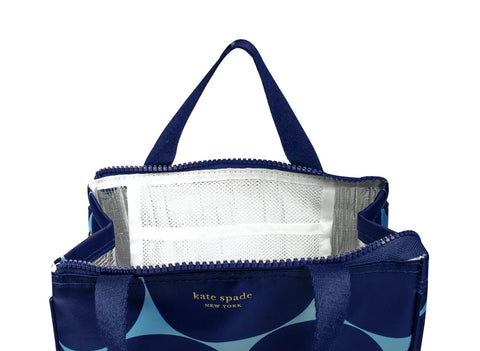 Kate Spade New York Joy Dot lunch bag interior insulation highlights temperature control for snacks.