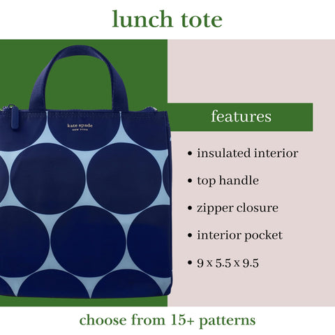 Kate Spade New York Joy Dot lunch bag storage pocket supports organized essentials.