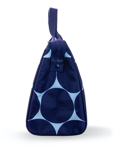 Kate Spade New York Joy Dot lunch bag top zip closure secures items during travel.