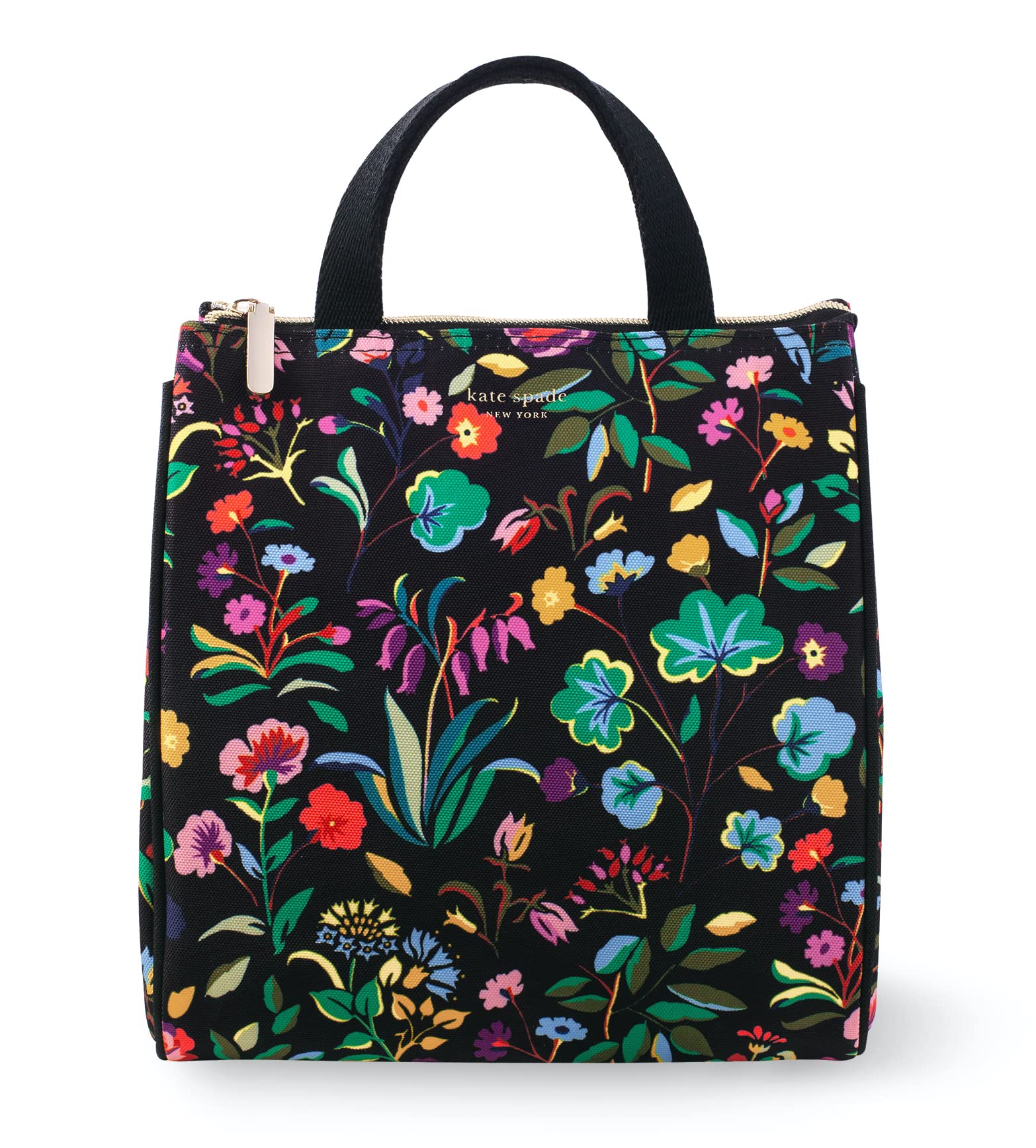 Kate Spade New York portable cooler lunch bag with autumn floral pattern and secure zipper