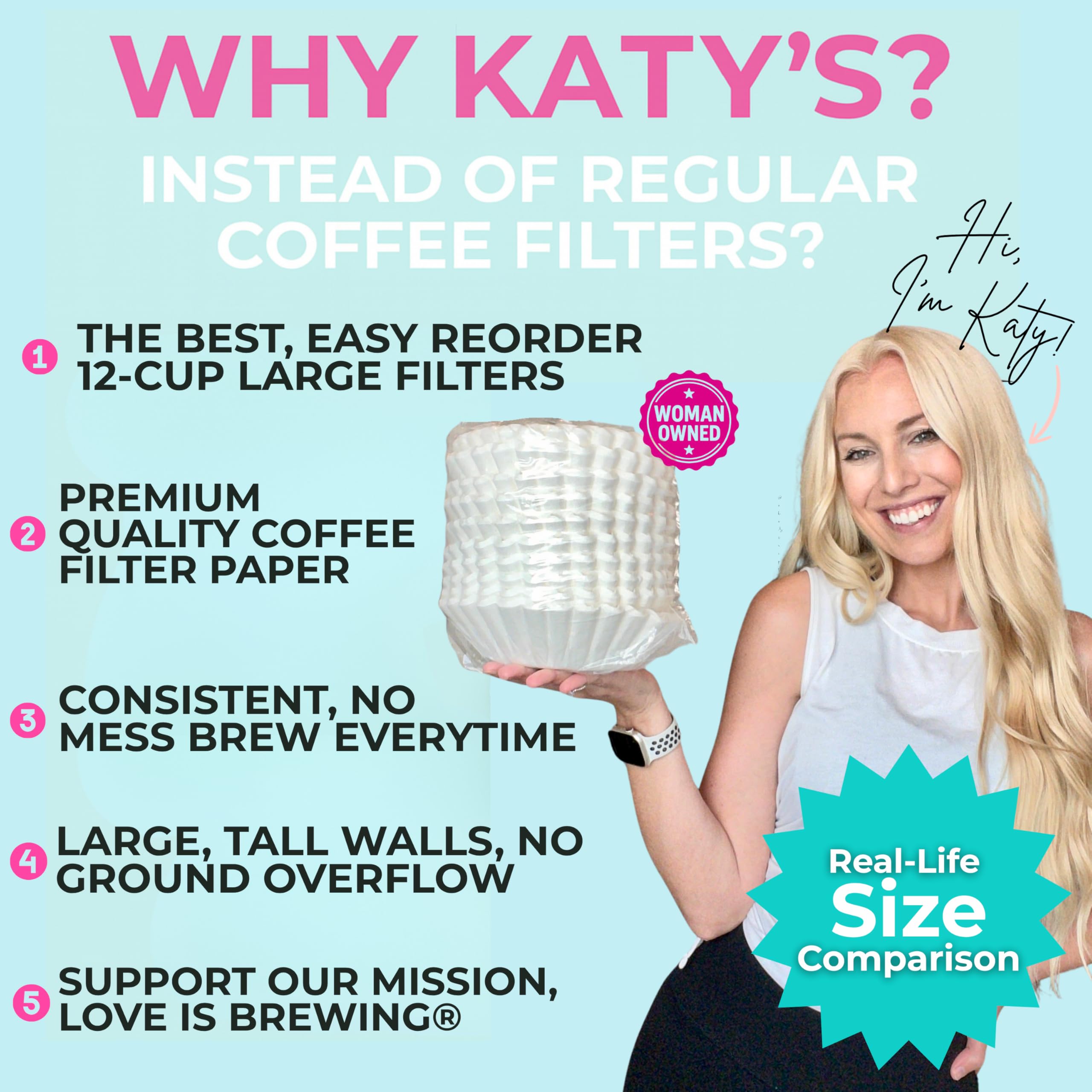 DRINK KATY'S tall-walls close-up demonstrates minimized grounds overflow during service.