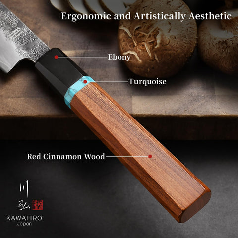 KAWAHIRO compact knife with ergonomic handle offers secure grip during prep.