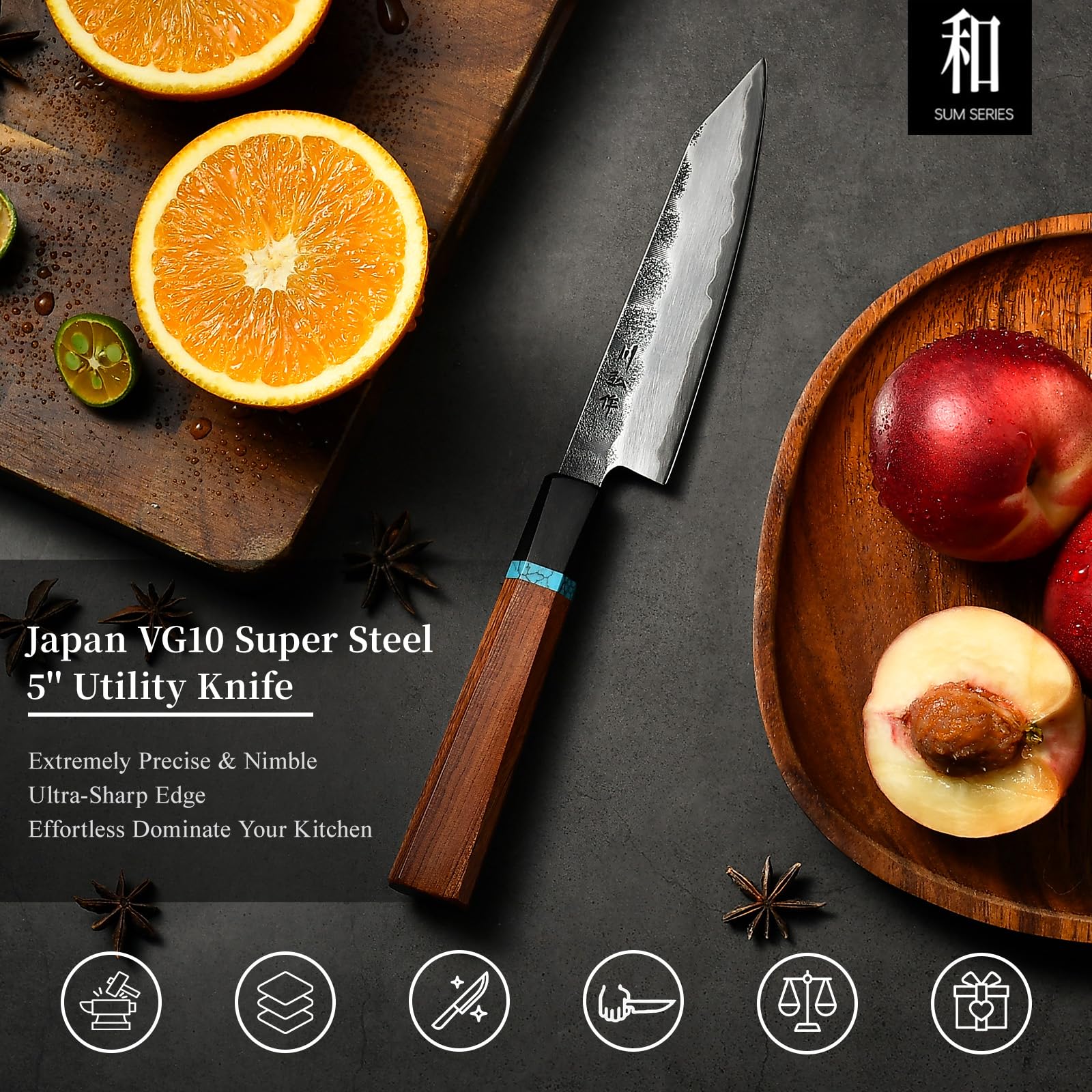 KAWAHIRO precision-cutting knife ideal for delicate fruit and herb prep.