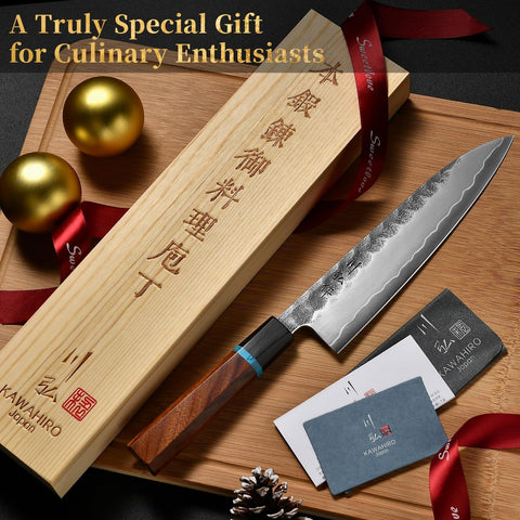 KAWAHIRO knife handle designed for comfort and control during prep.