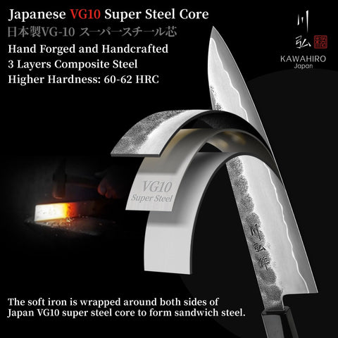 VG10 stainless core promises lasting sharpness for daily use.