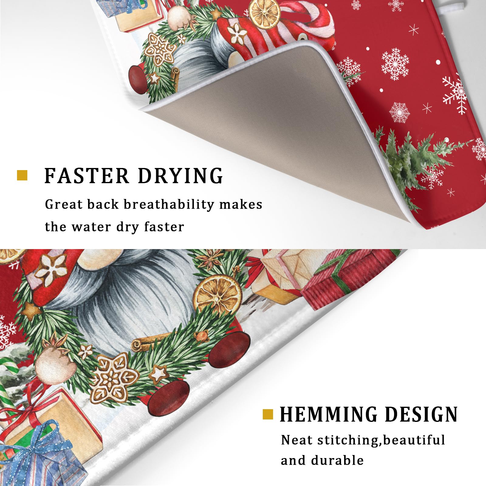 Kawani absorbent microfiber mat quick-drying for busy countertops and drying dishes