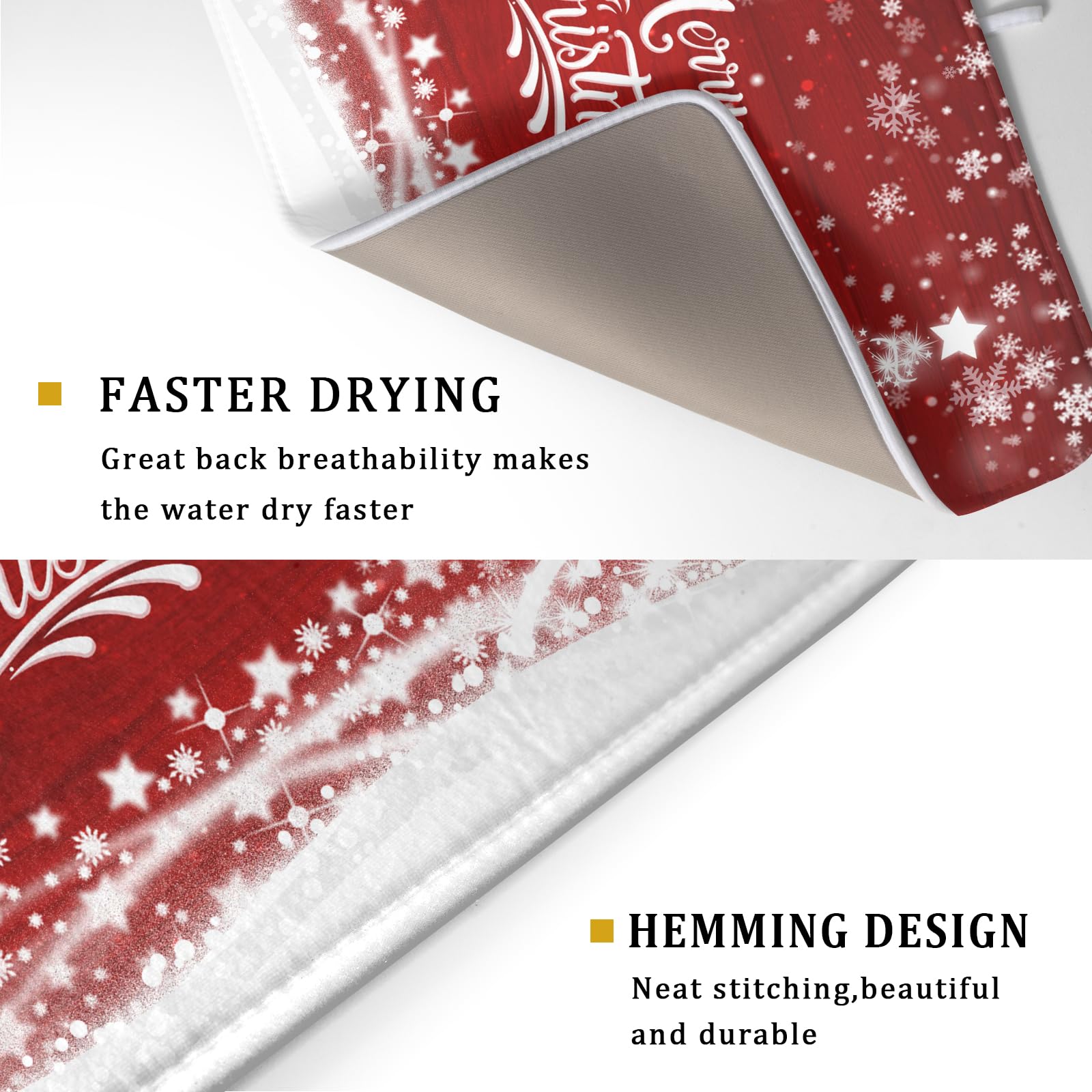 Kawani Christmas pattern drying mat adds seasonal charm while protecting counters.