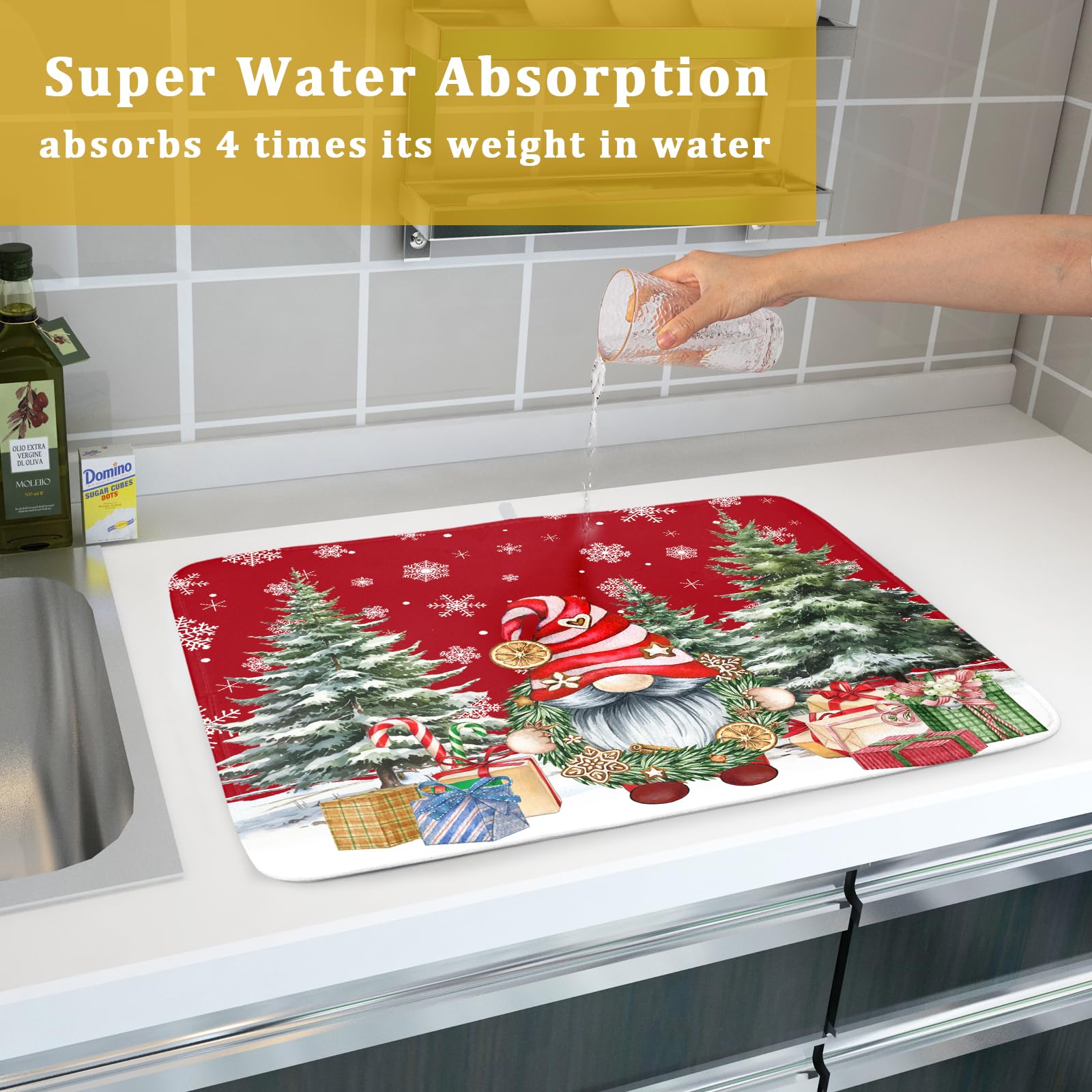 Kawani kitchen counter mat keeps surfaces dry and organized