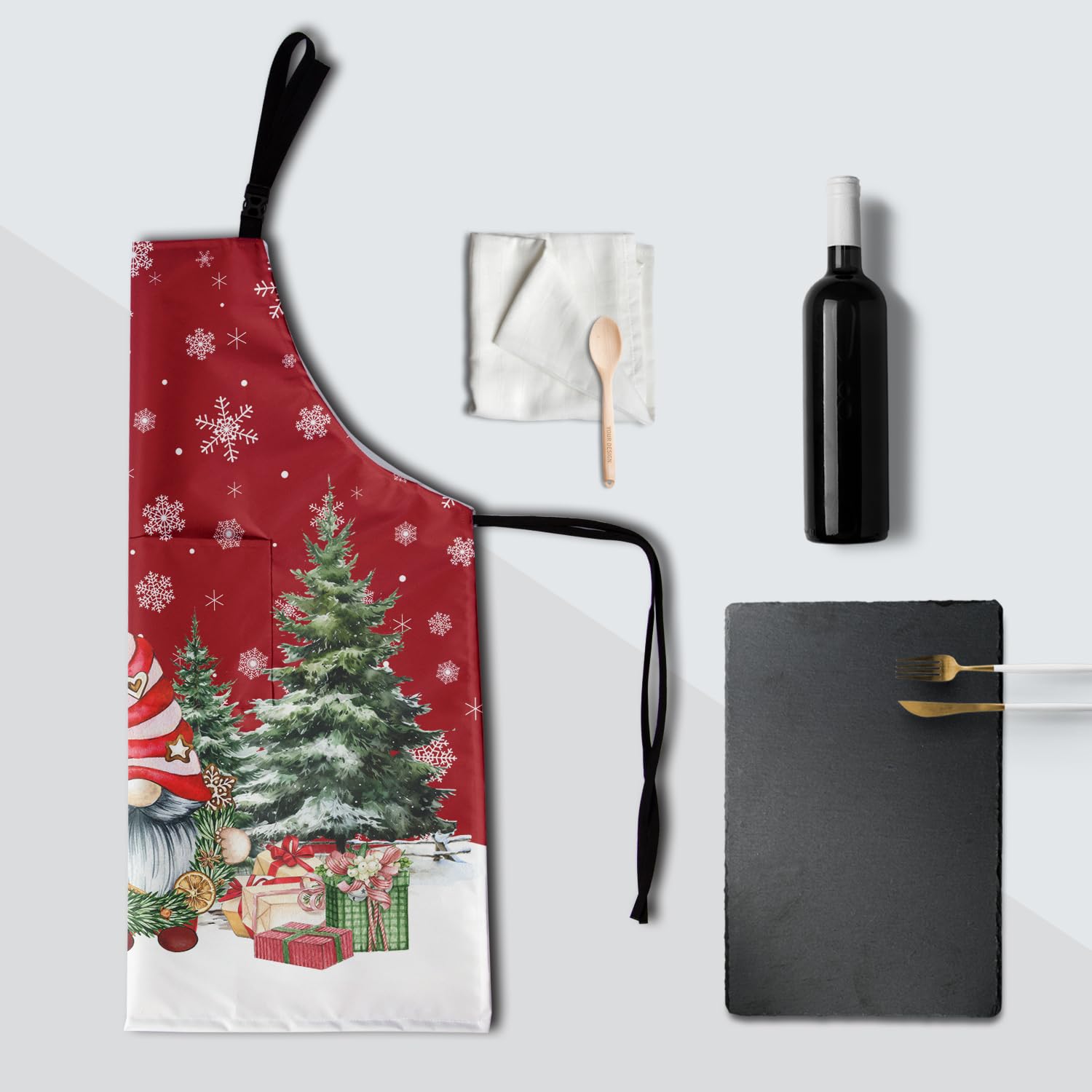 Kawani 33x28 inch apron provides full coverage for adults.