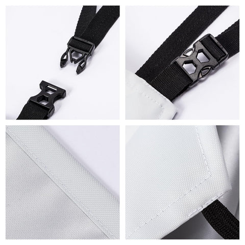 Kawani apron front pockets hold towels and tools.