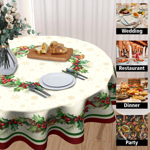 Kawani round tablecloth edge stitching ensures durable, long-lasting use.