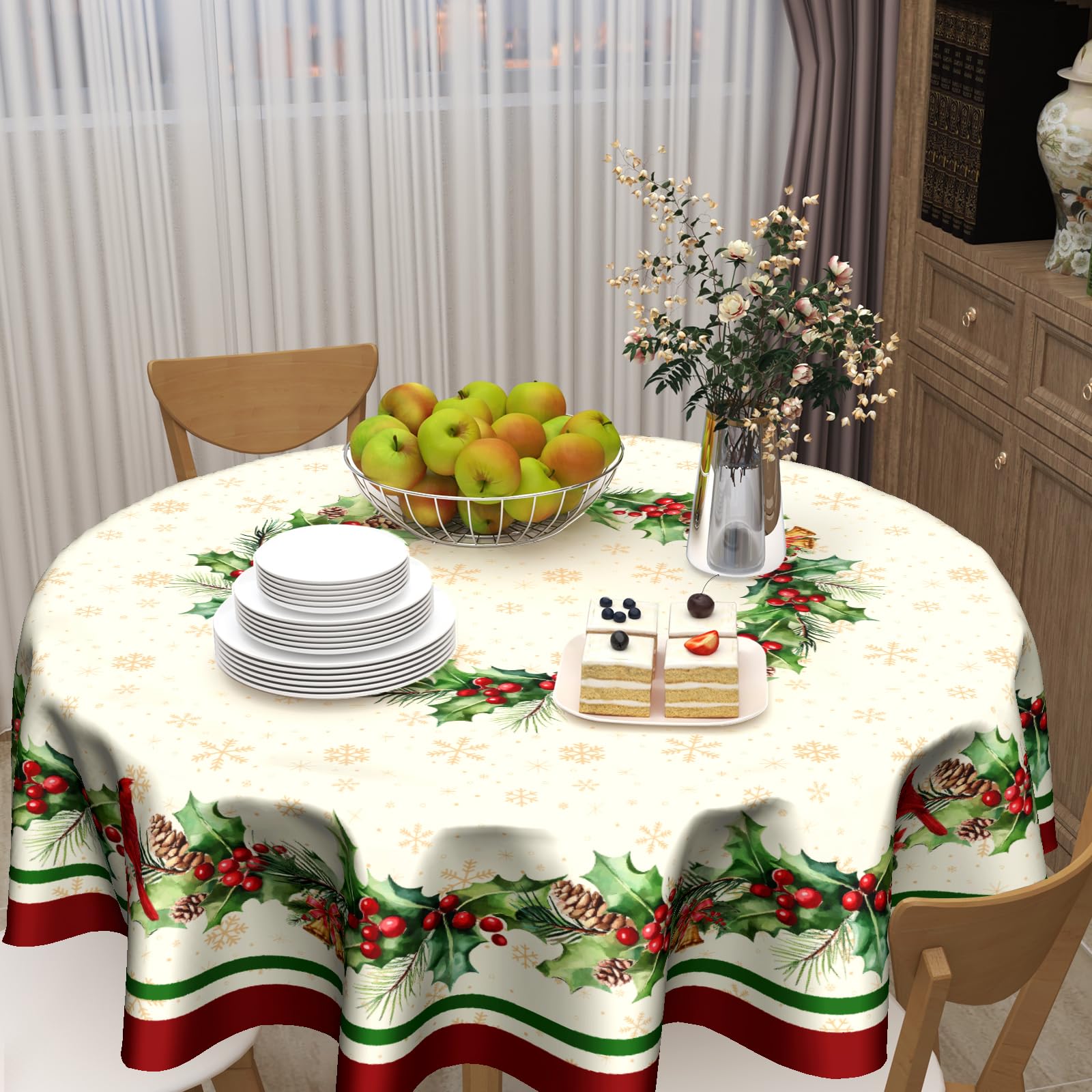 Kawani easy-to-clean tablecloth protects surfaces during meals.