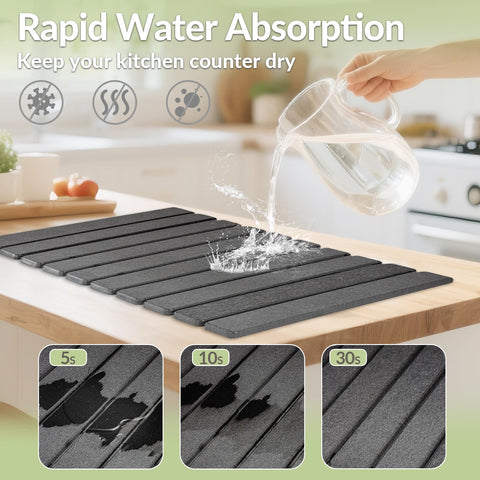 KAWRYDI diatomaceous earth mat demonstrates quick-dry action and absorption