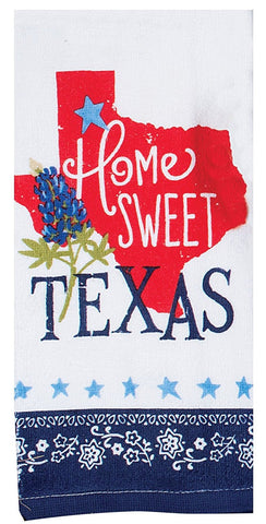 Kay Dee two-towel bundle featuring Texas motifs; versatile for drying and presenting baked goods.
