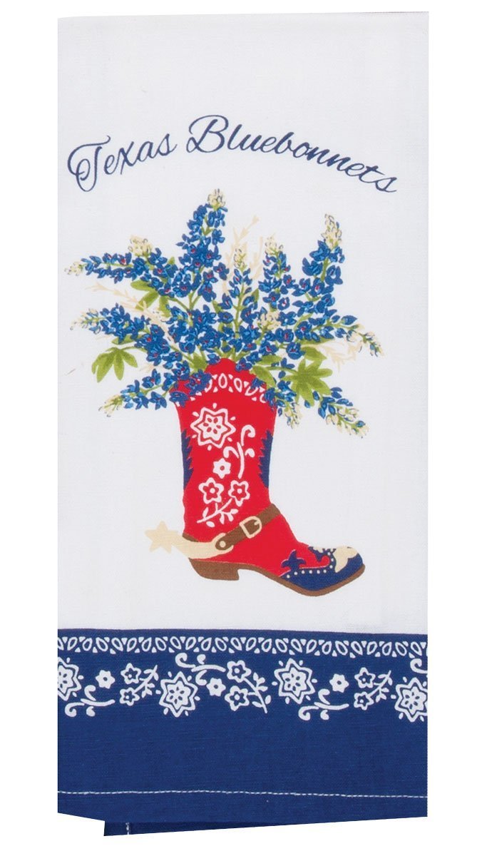 Kay Dee Home Sweet Texas bluebonnets dishtowel; cotton terry, fast drying, great for kitchen prep.