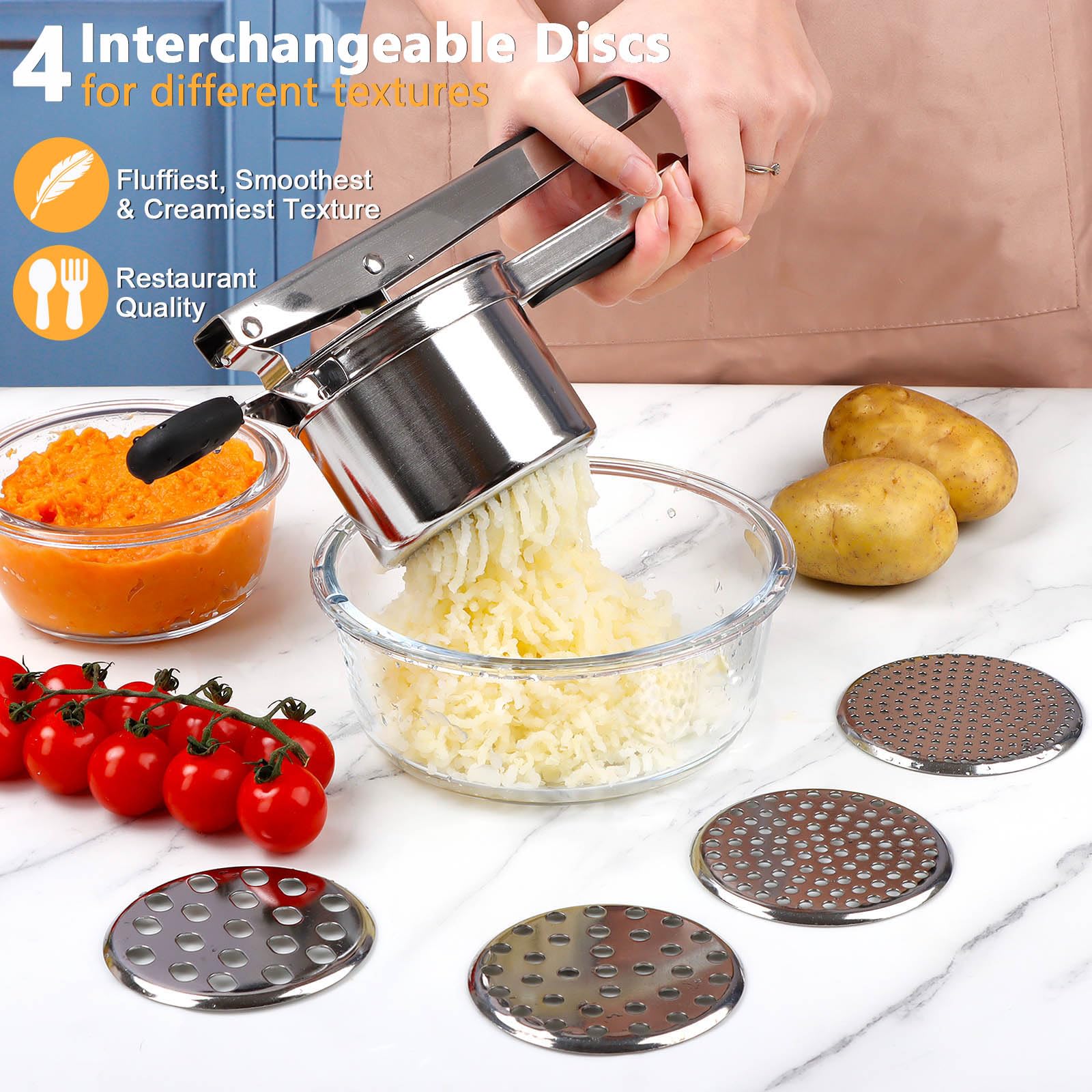 KAYCROWN potato ricer durable stainless steel build promises long life.