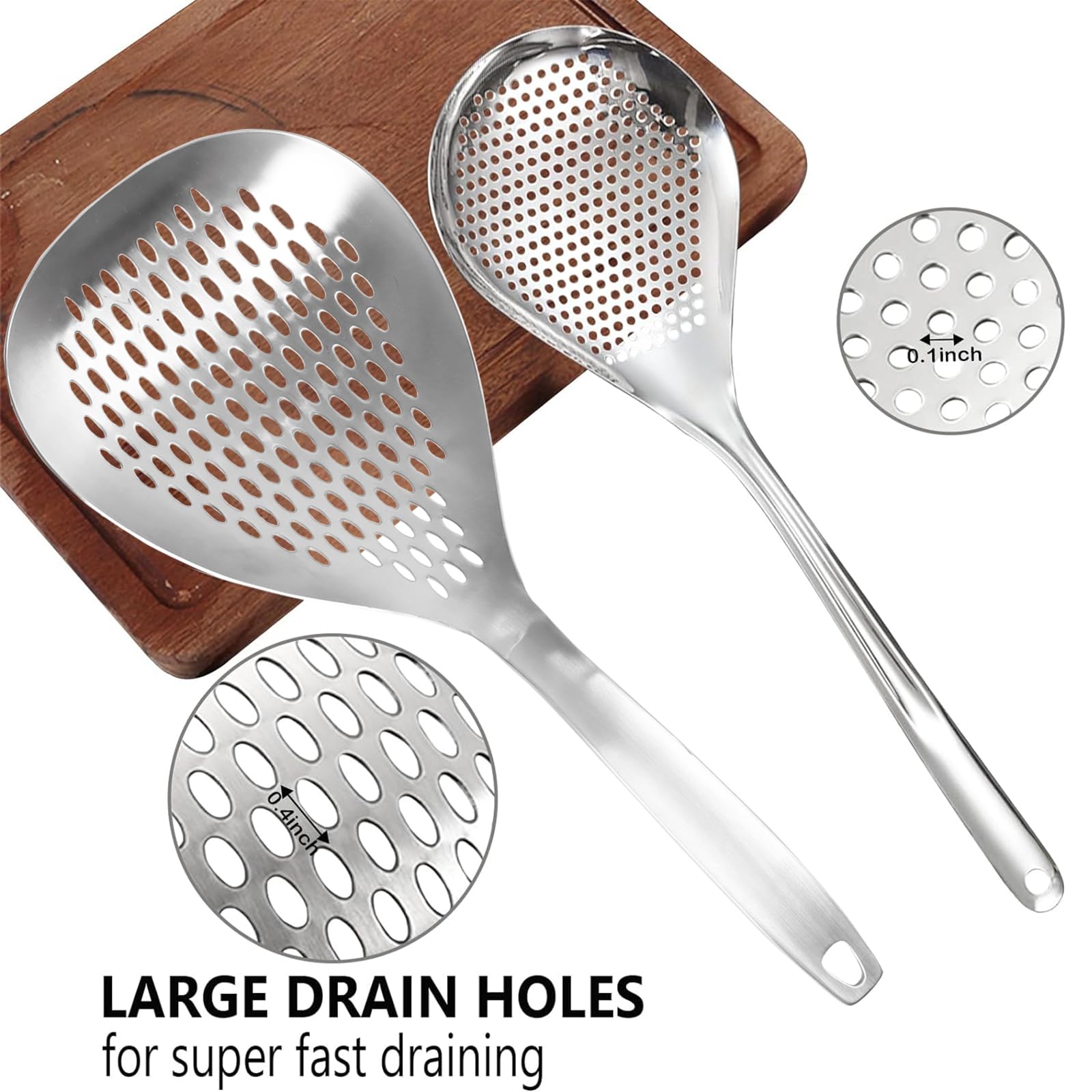 Kaycrown large slotted skimmer spoon for big batches and easy lifting