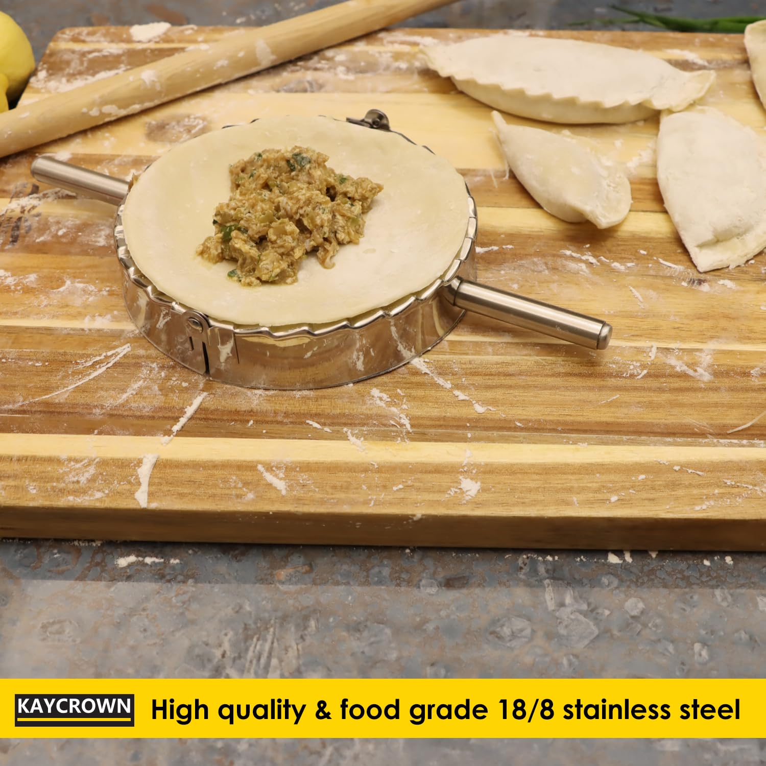 KAYCROWN Stainless steel mirror finish emphasizes durability and rust resistance.