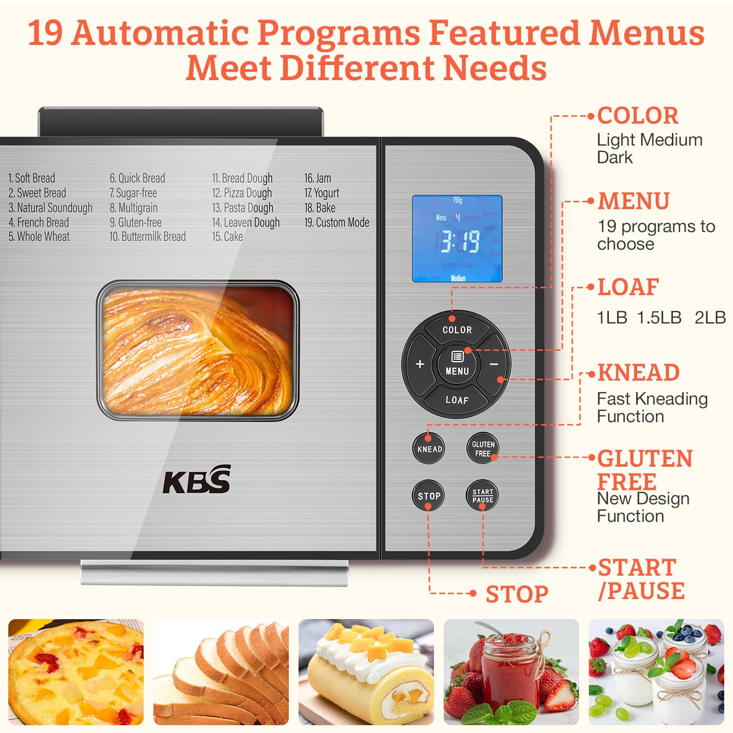 KBS control panel close-up with clear LED timing for precise baking.