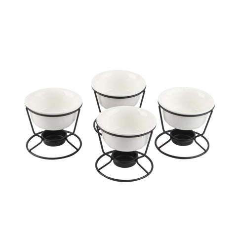 KCGANI 4-piece ceramic butter warmers set with seafood, keeps melted butter warm at the table.