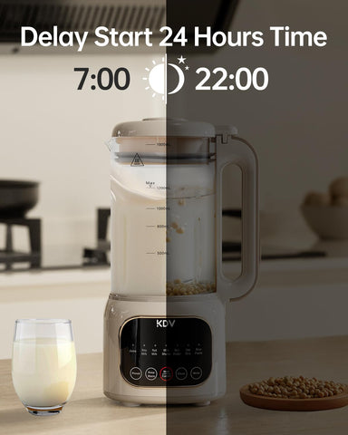 KDV oat coconut milk blender with clear jar for quick dairy-free beverages.