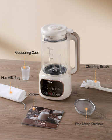 KDV modern kitchen appliance front view highlighting versatile plant-based milk production.