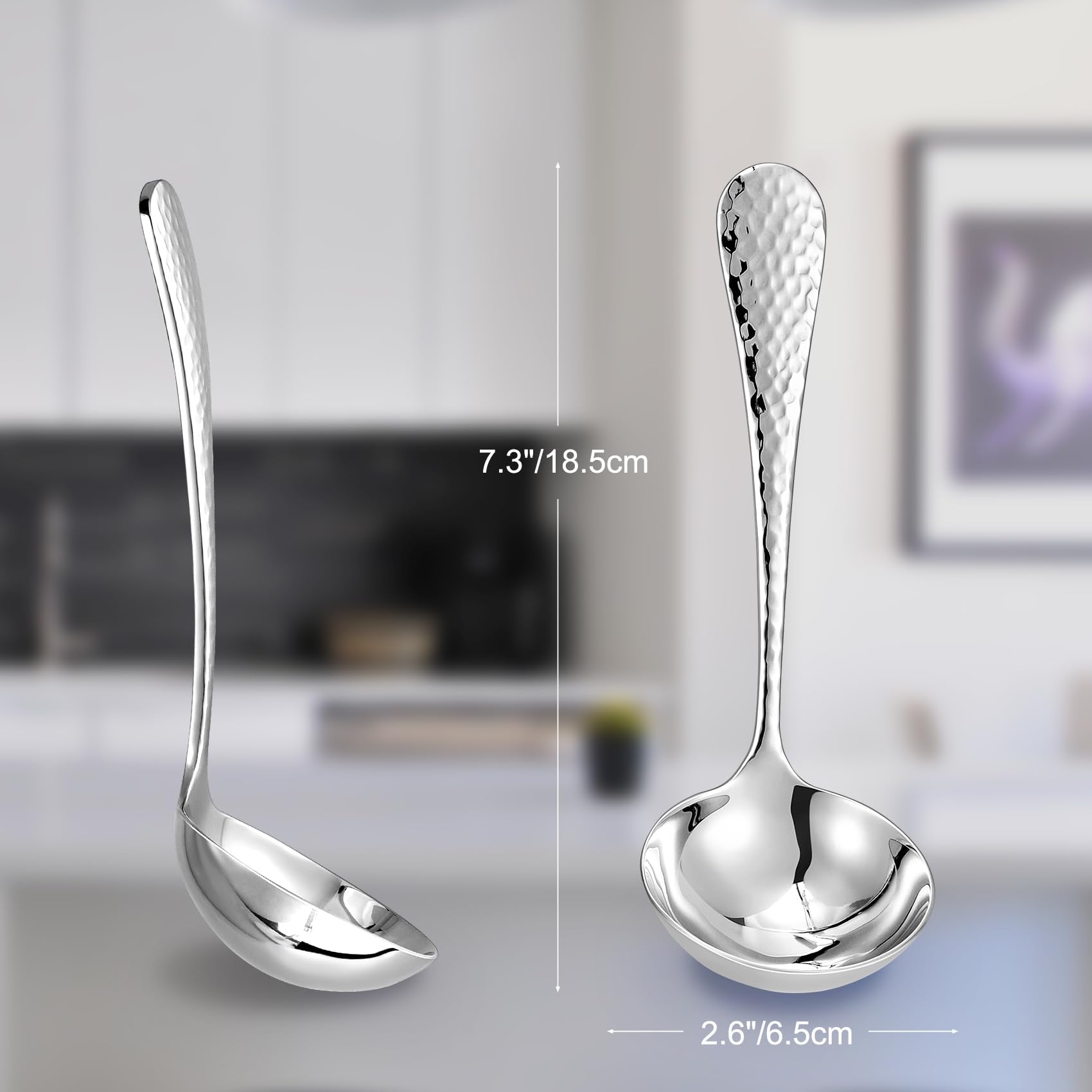 KEAWELL 18/10 stainless steel gravy ladle with hammered finish for durable, easy-clean serving.