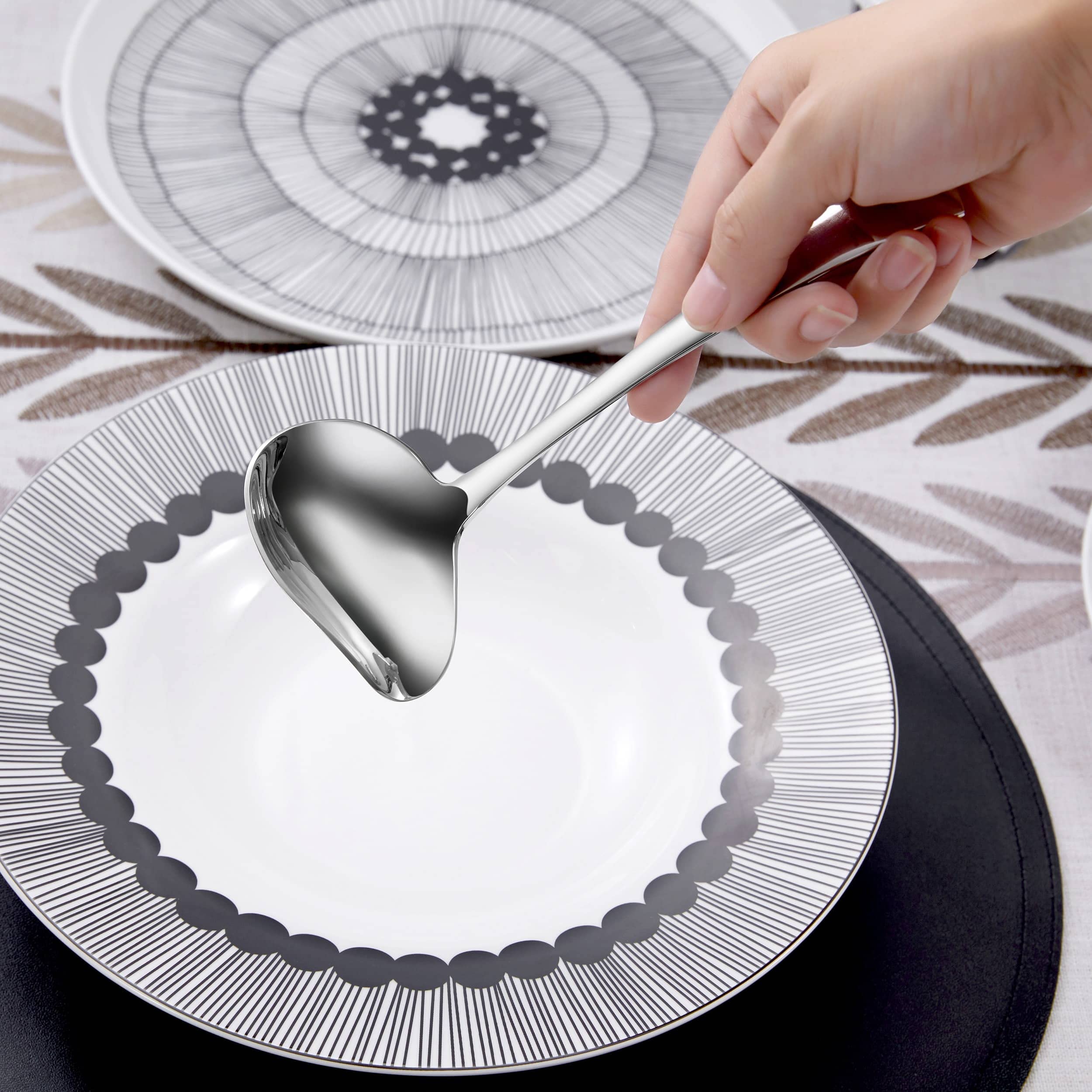 KEAWELL Austin bright mirror finish catches light during serving.