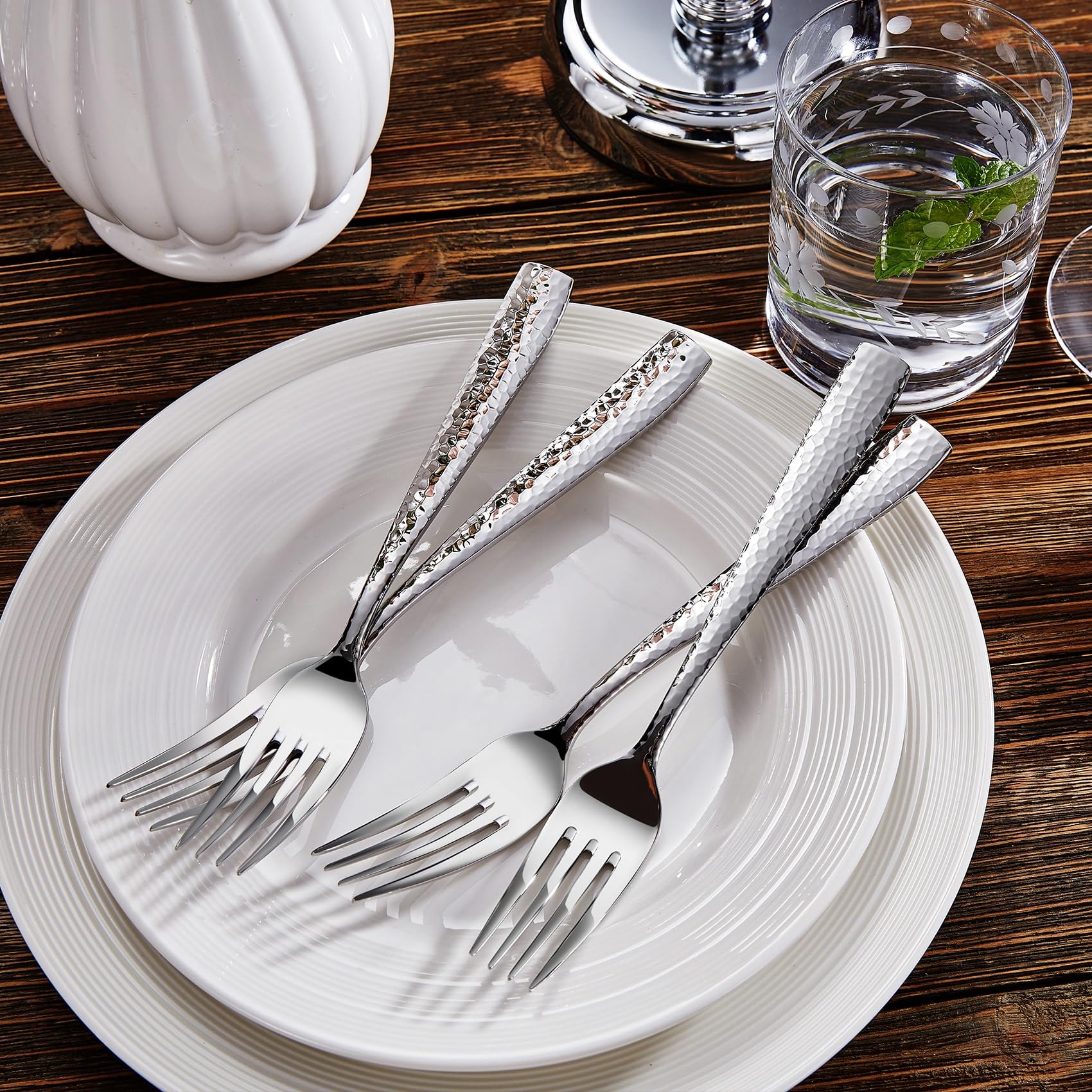 KEAWELL Louis hammered silverware teaspoons for precise stirring and grip