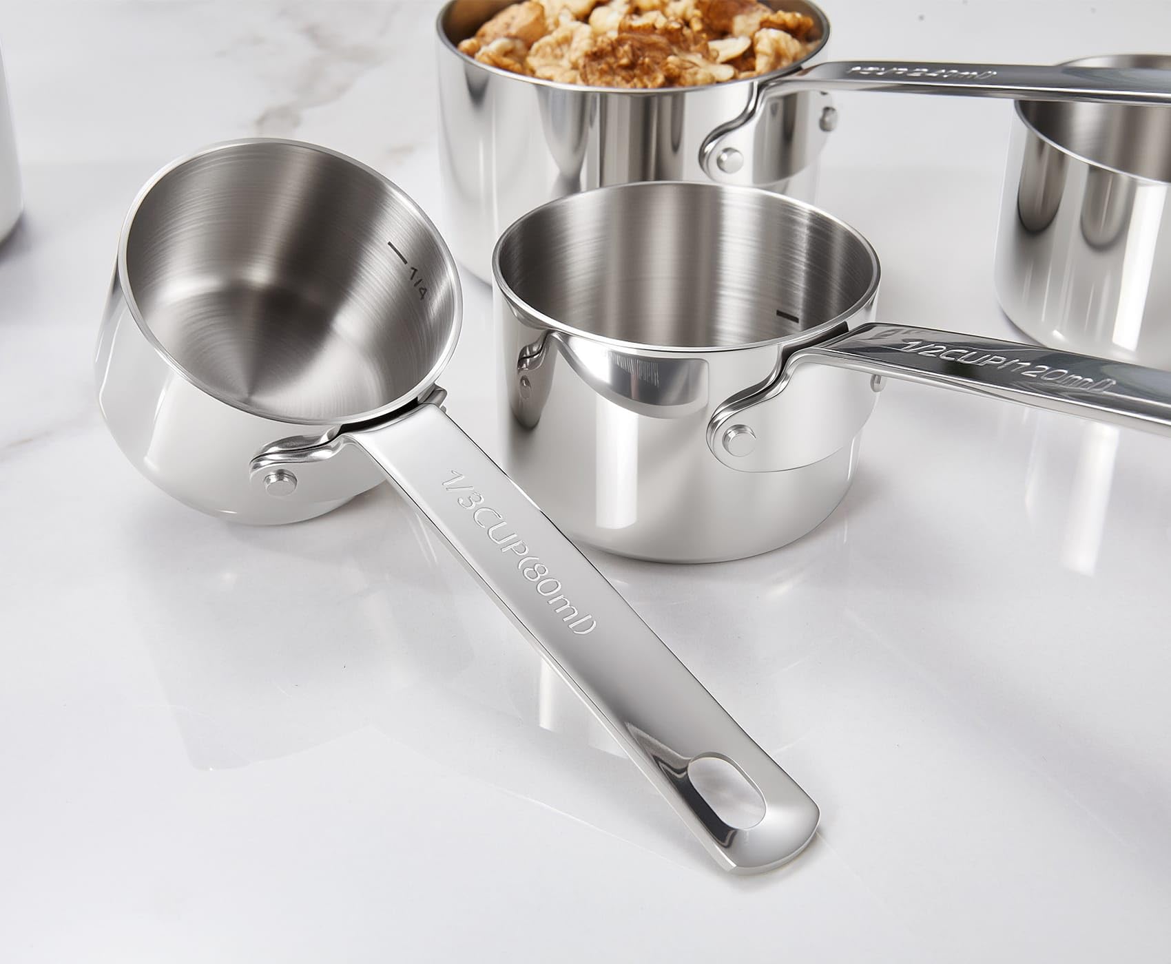 Keawell premium measuring cups 2/3 cup: flexible for scooping larger portions.