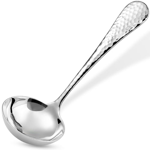 KEAWELL Premium 7.3-inch hammered gravy ladle for elegant gravy serving.