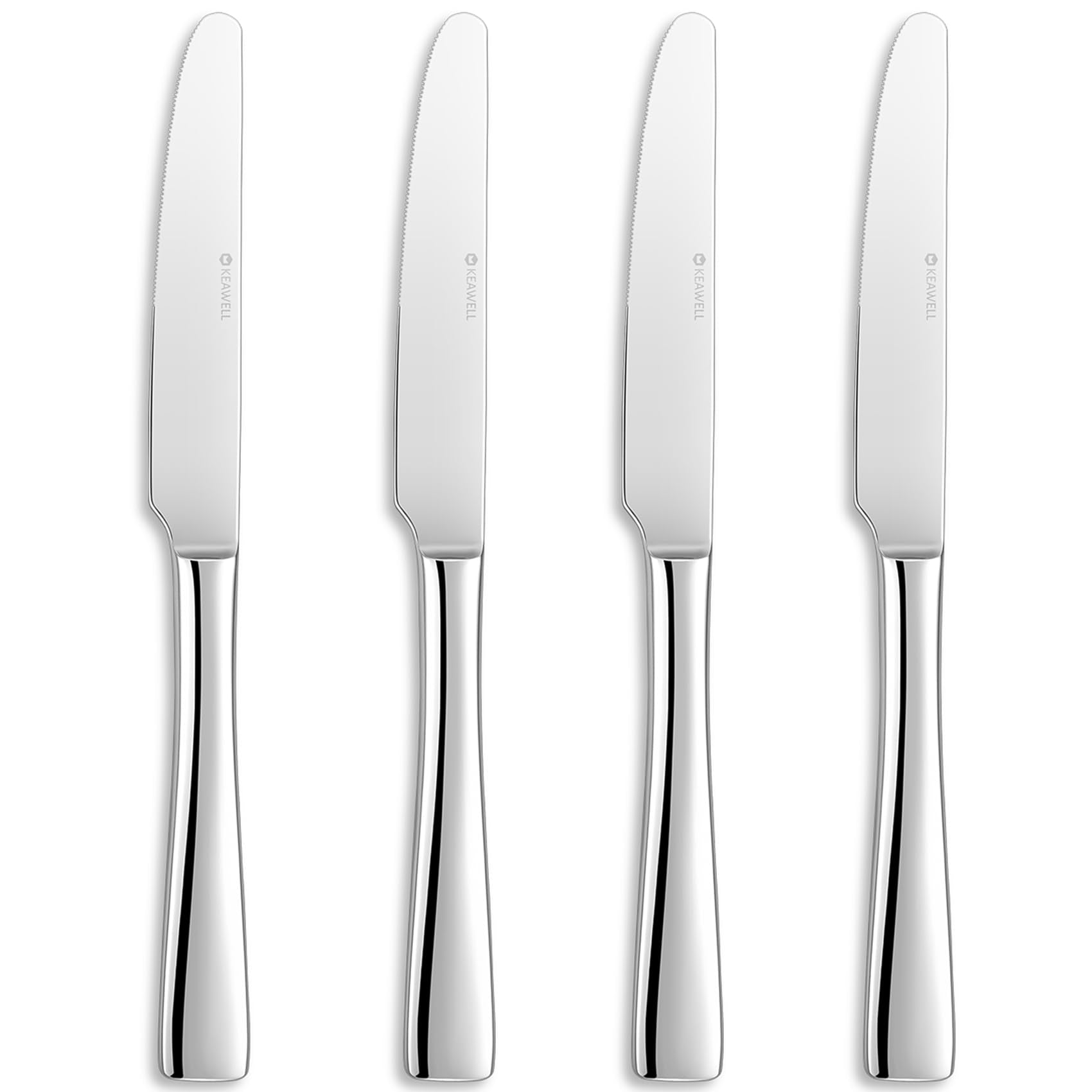 KEAWELL Premium 9.5-inch Louis dinner knives displayed as a full table set with durable stainless steel.