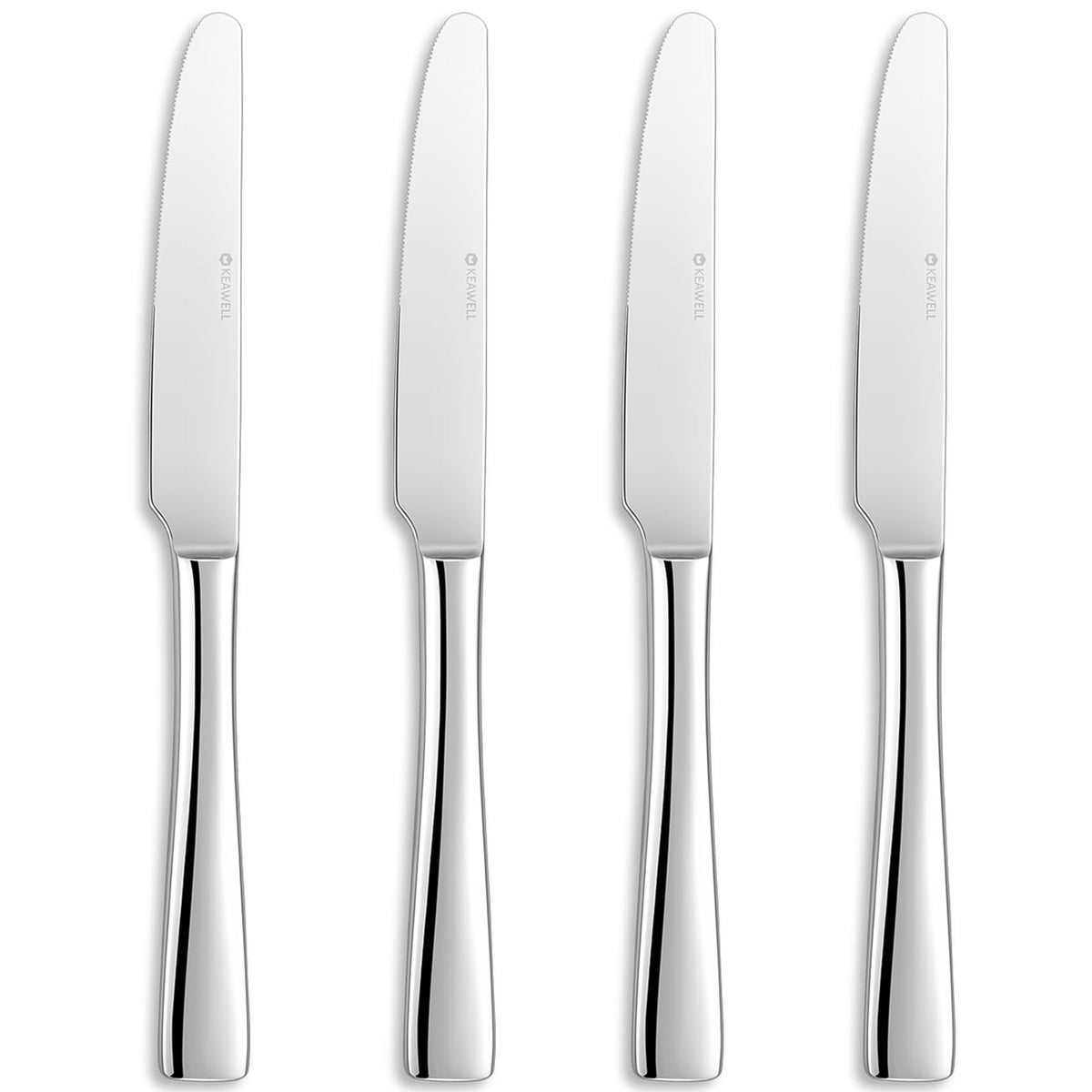 KEAWELL Premium 9.5-inch Louis dinner knives displayed as a full table set with durable stainless steel.